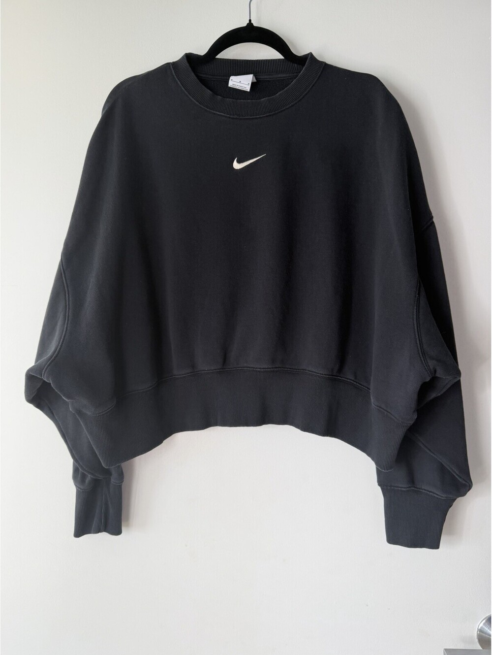 Nike Phoenix Fleece Womens Oversized Black Crewneck Sweatshirt Size Medium